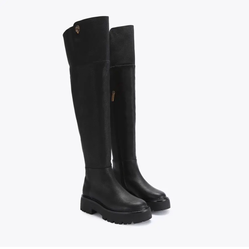 Over the knee black leather boot
